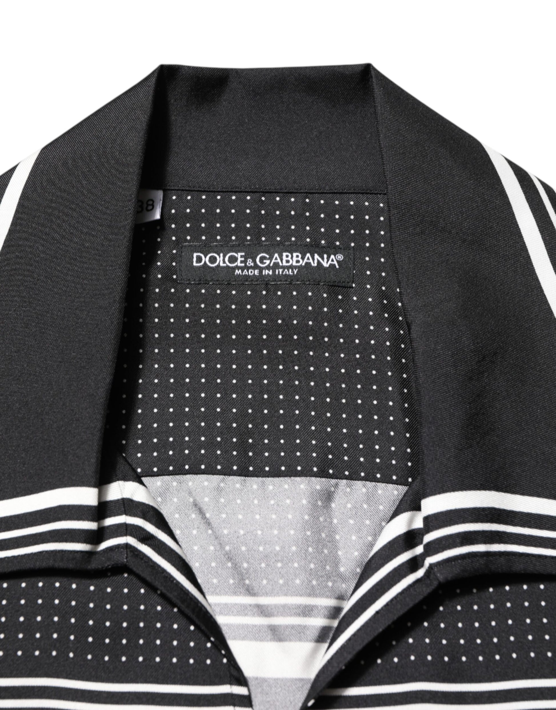 Dolce & Gabbana Black White StripeDot Print Casual Polo Shirt