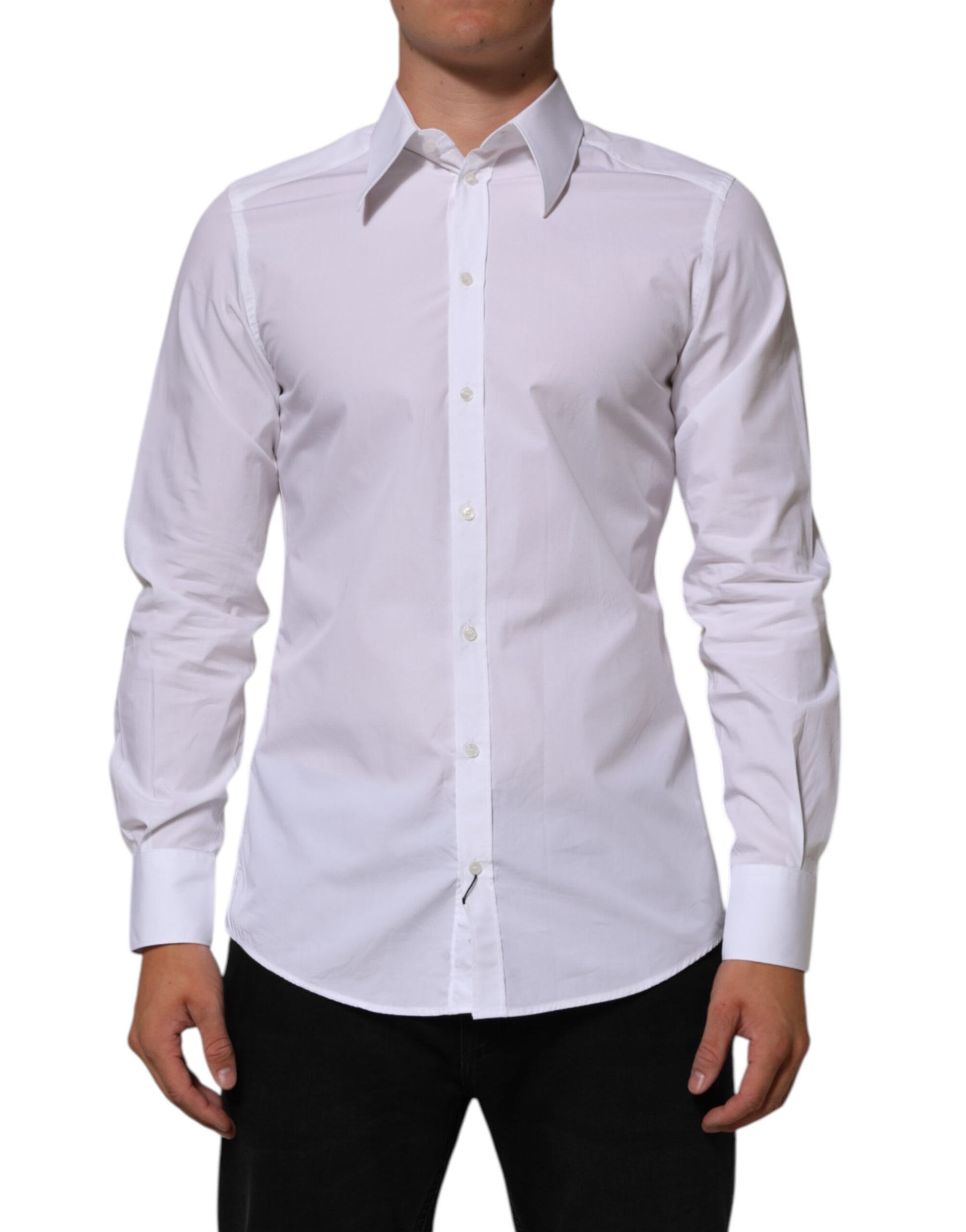 Dolce & Gabbana White Cotton MARTINI Men Formal Dress Shirt