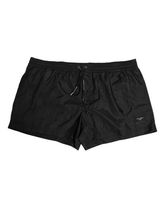 Dolce & Gabbana Black Logo Polyester Beachwear Shorts Swimwear