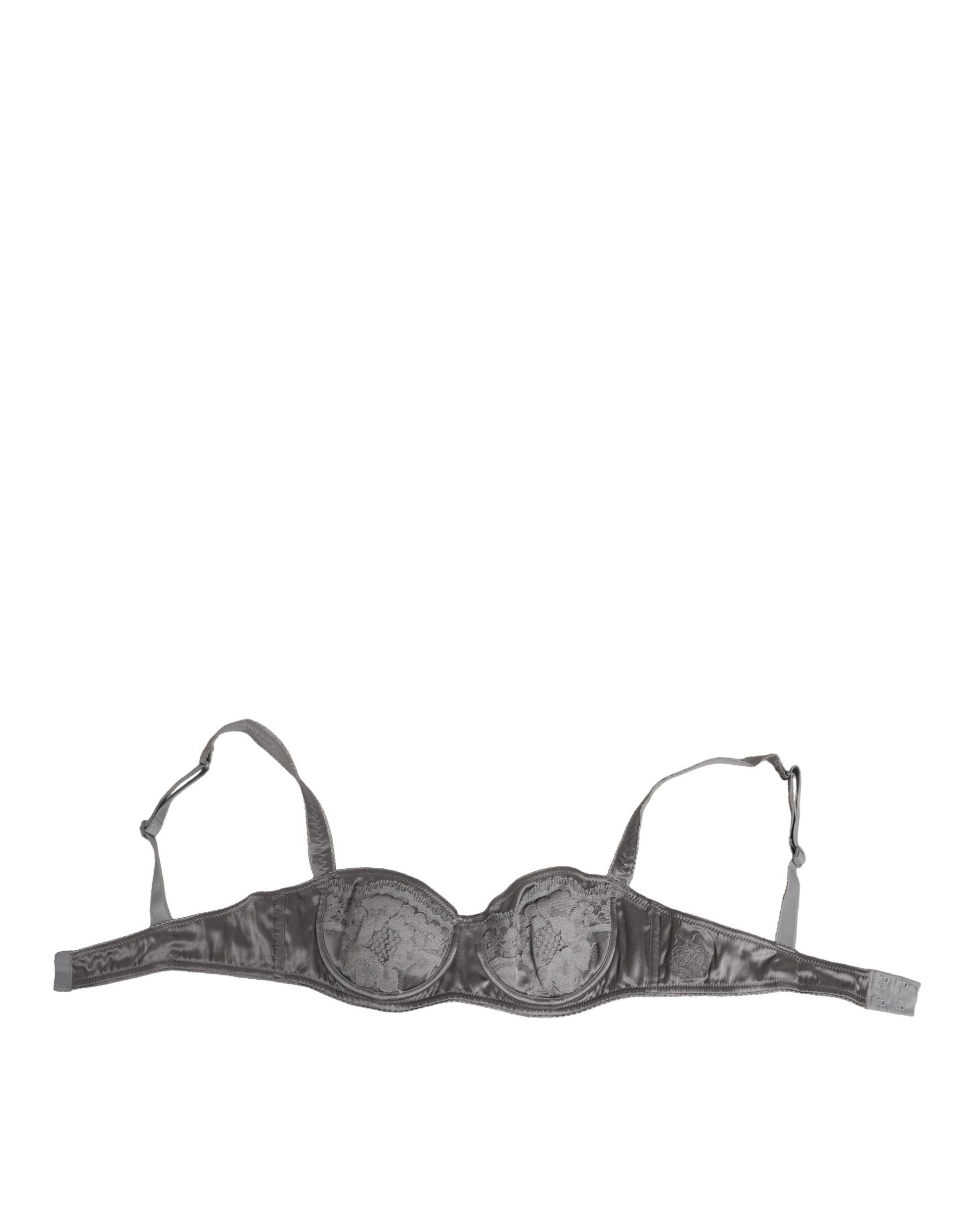 Dolce & Gabbana Gray Silk Underwired Balconette Bra Underwear
