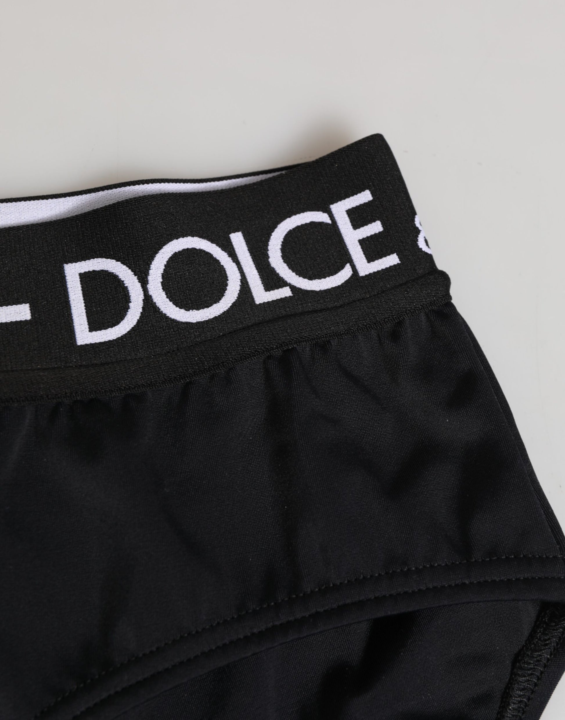 Dolce & Gabbana Black Nylon Logo Waistband Shorts Underwear