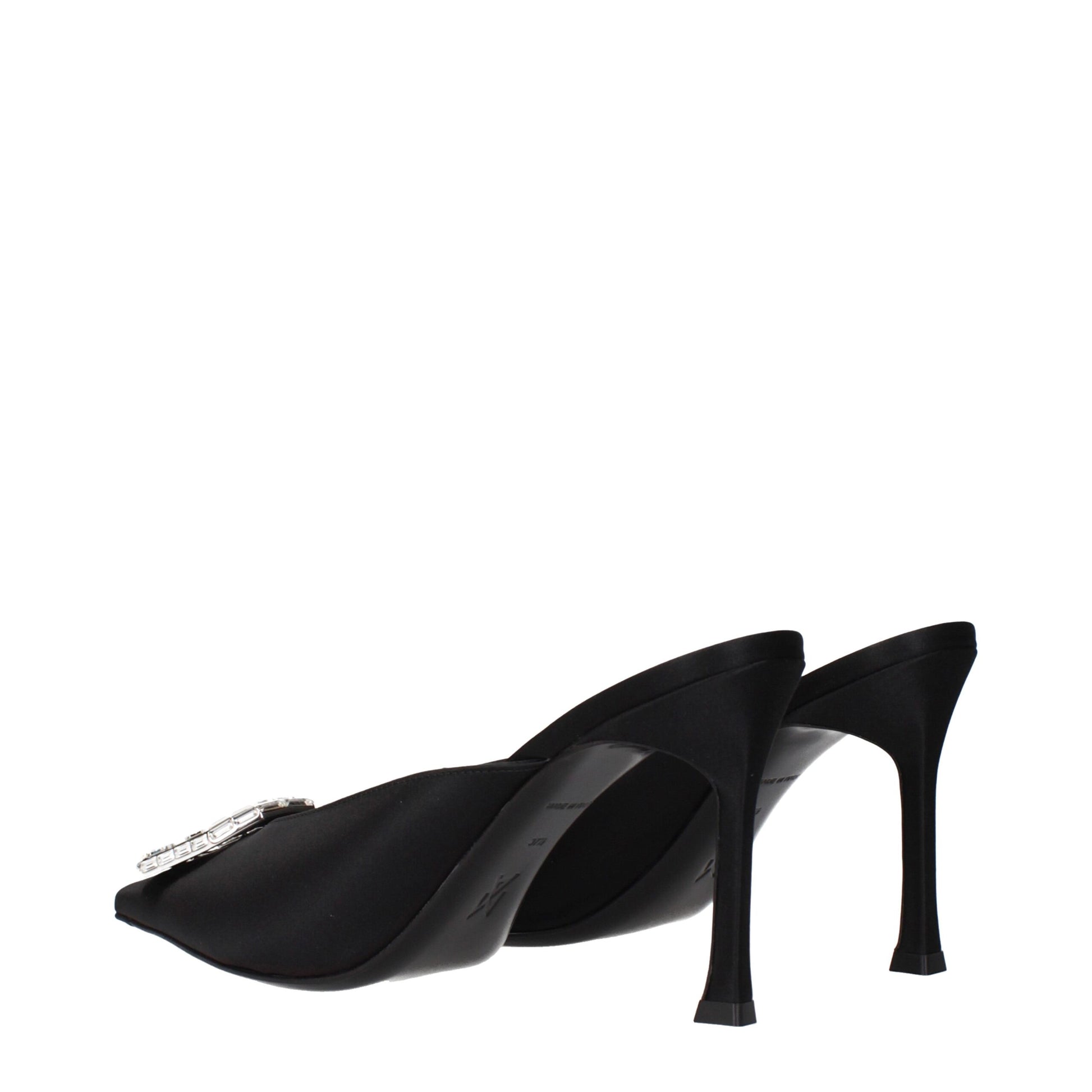 Amina Muaddi Black Satin High Heel Pumps