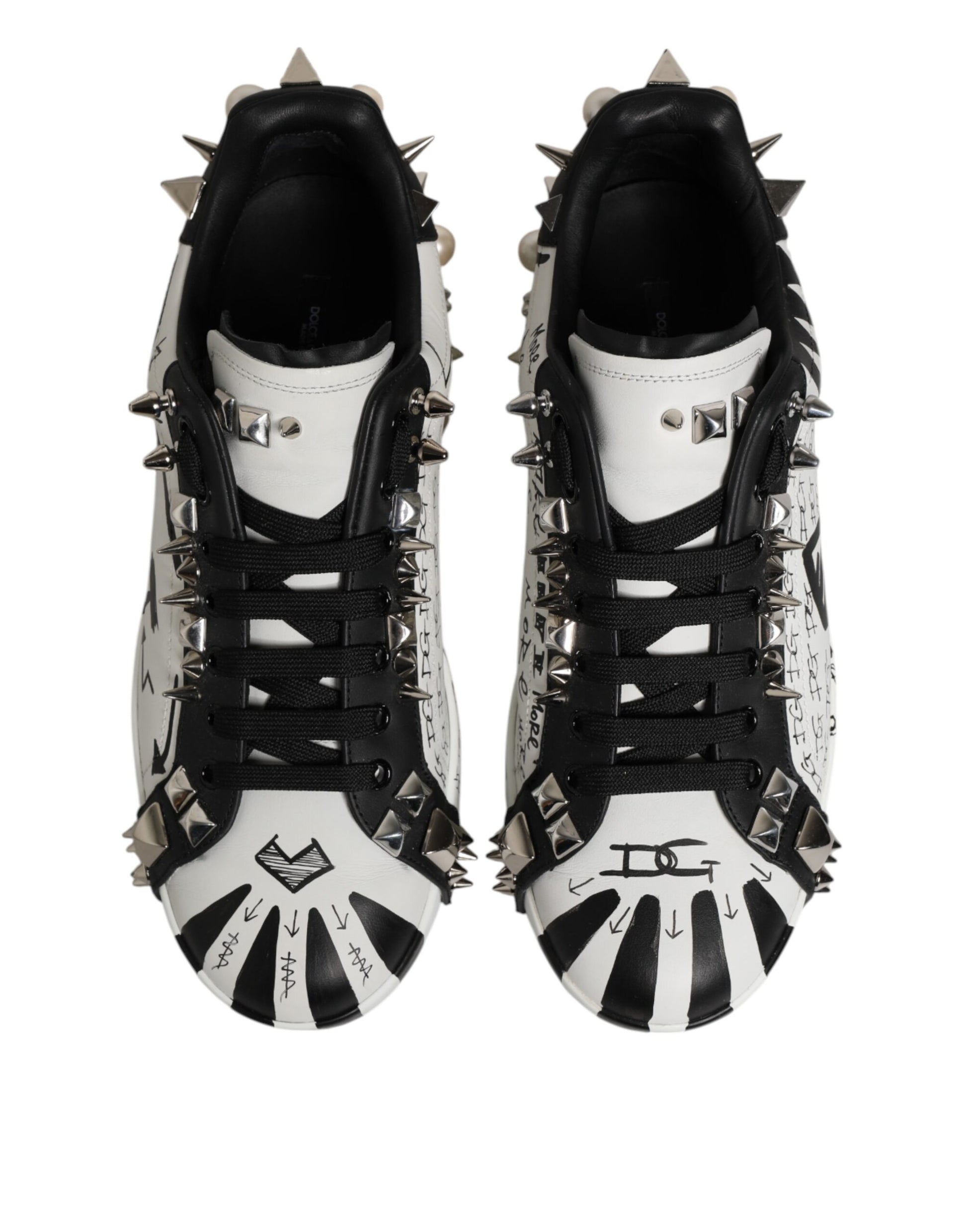 Dolce & Gabbana White Portofino Studded Men Sneakers Shoes