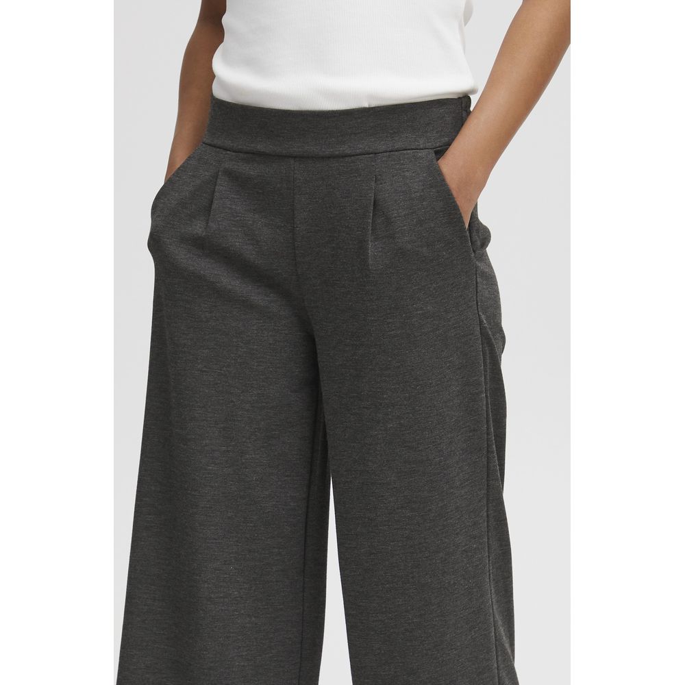 ICHI Gray Recycled Polyester Flared Pants