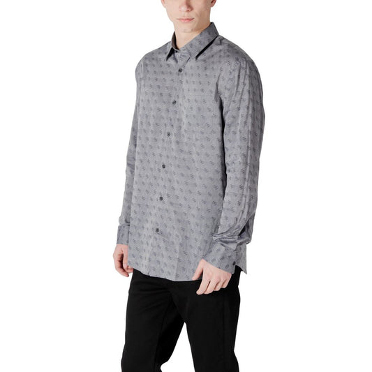 Guess Gray Cotton Pattern Shirt