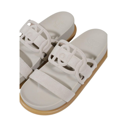 Liu Jo Gray Leather Flat Sandals