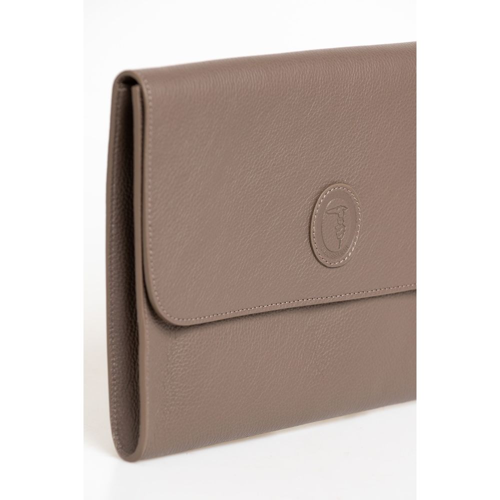 Trussardi Brown Polyester Men Clutch