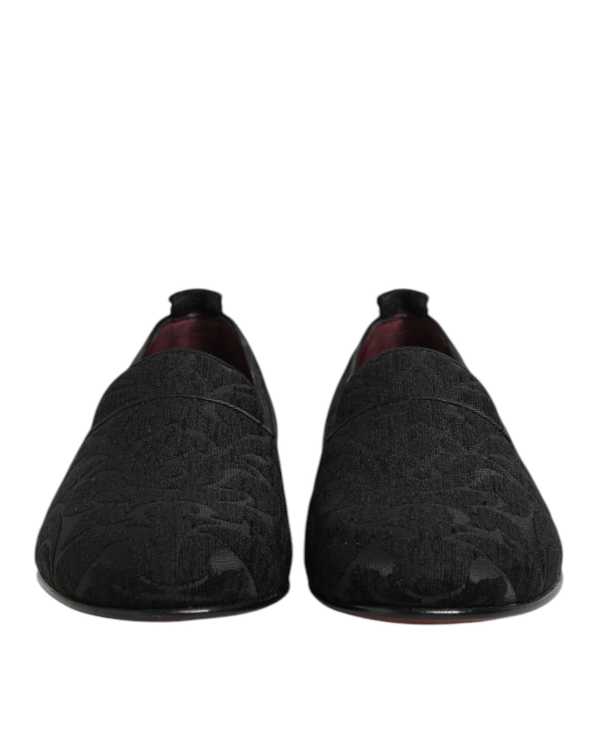 Dolce & Gabbana Black Brocade Loafers Slip On Men Dress Shoes
