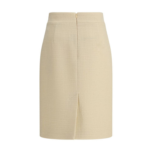 Valentino Cream Fleece Wool Skirt