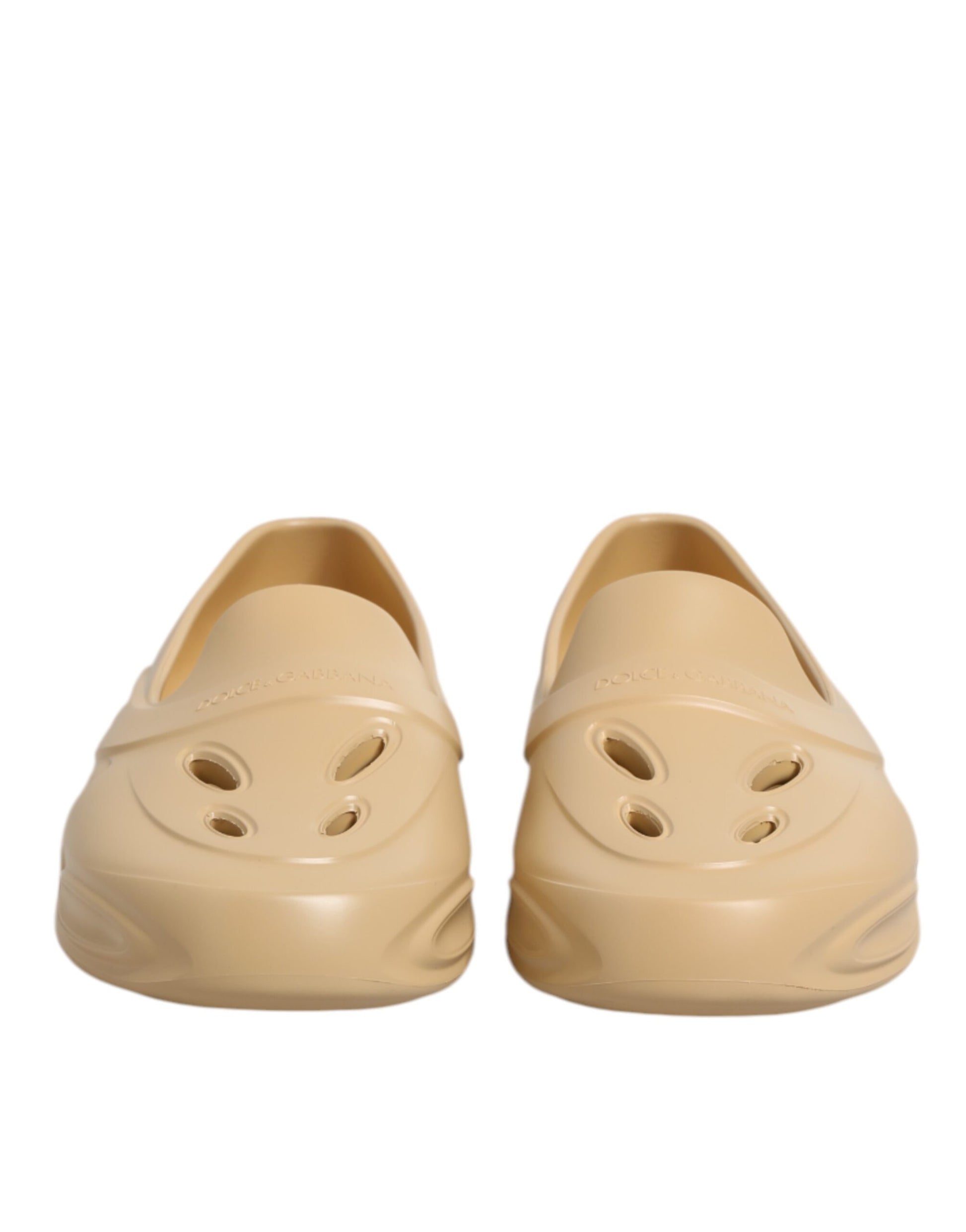 Dolce & Gabbana Beige Rubber Slides Low Top Sneakers Shoes