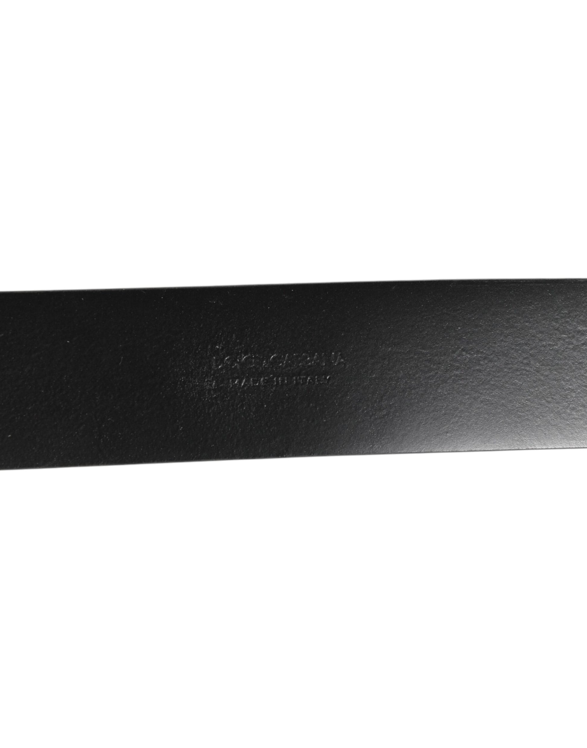 Dolce & Gabbana Black Leather Side Rings Brass Buckle Belt