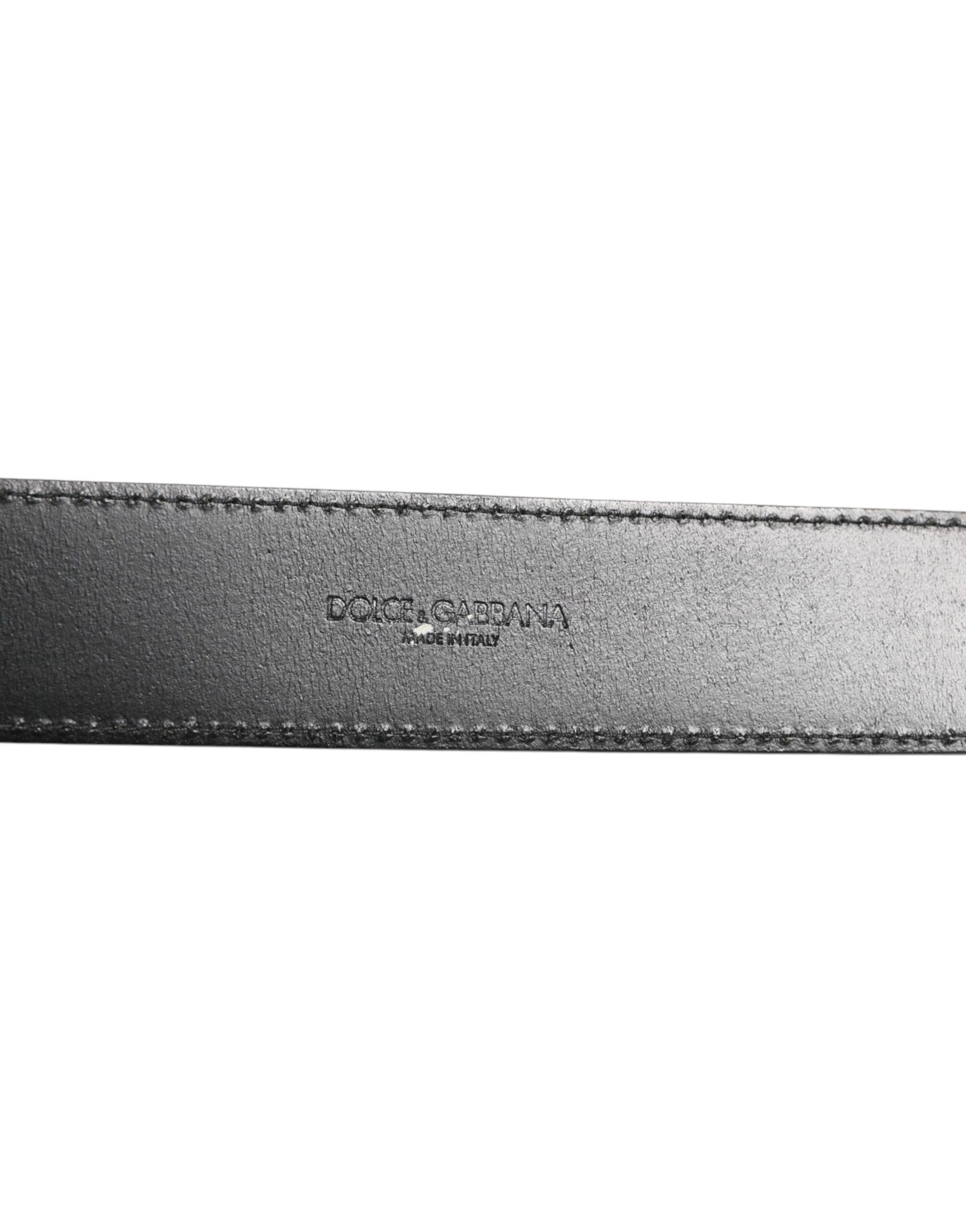Dolce & Gabbana Black Leather Classic Metal Logo Buckle Belt