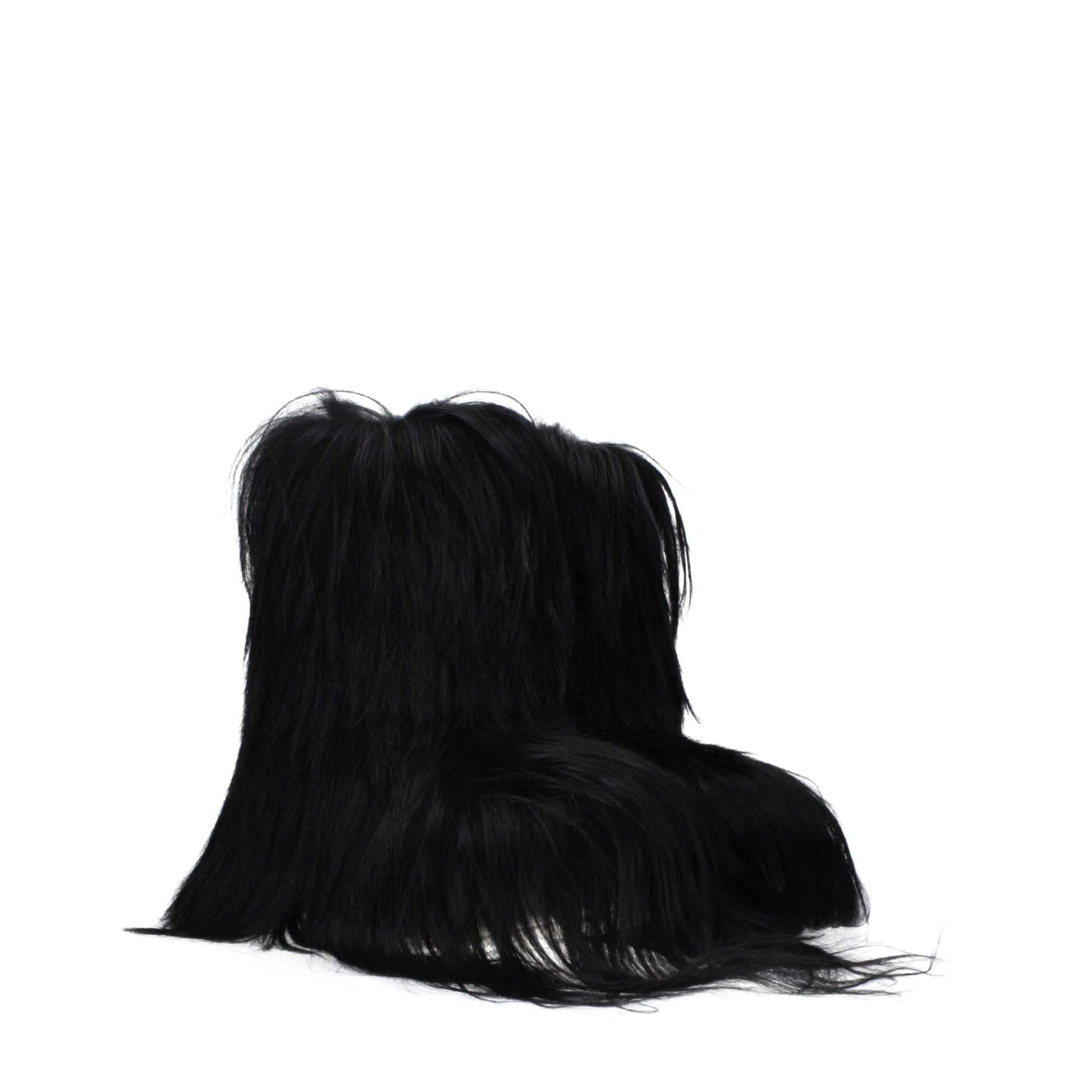 Rick Owens Black Fur Ankle Boots