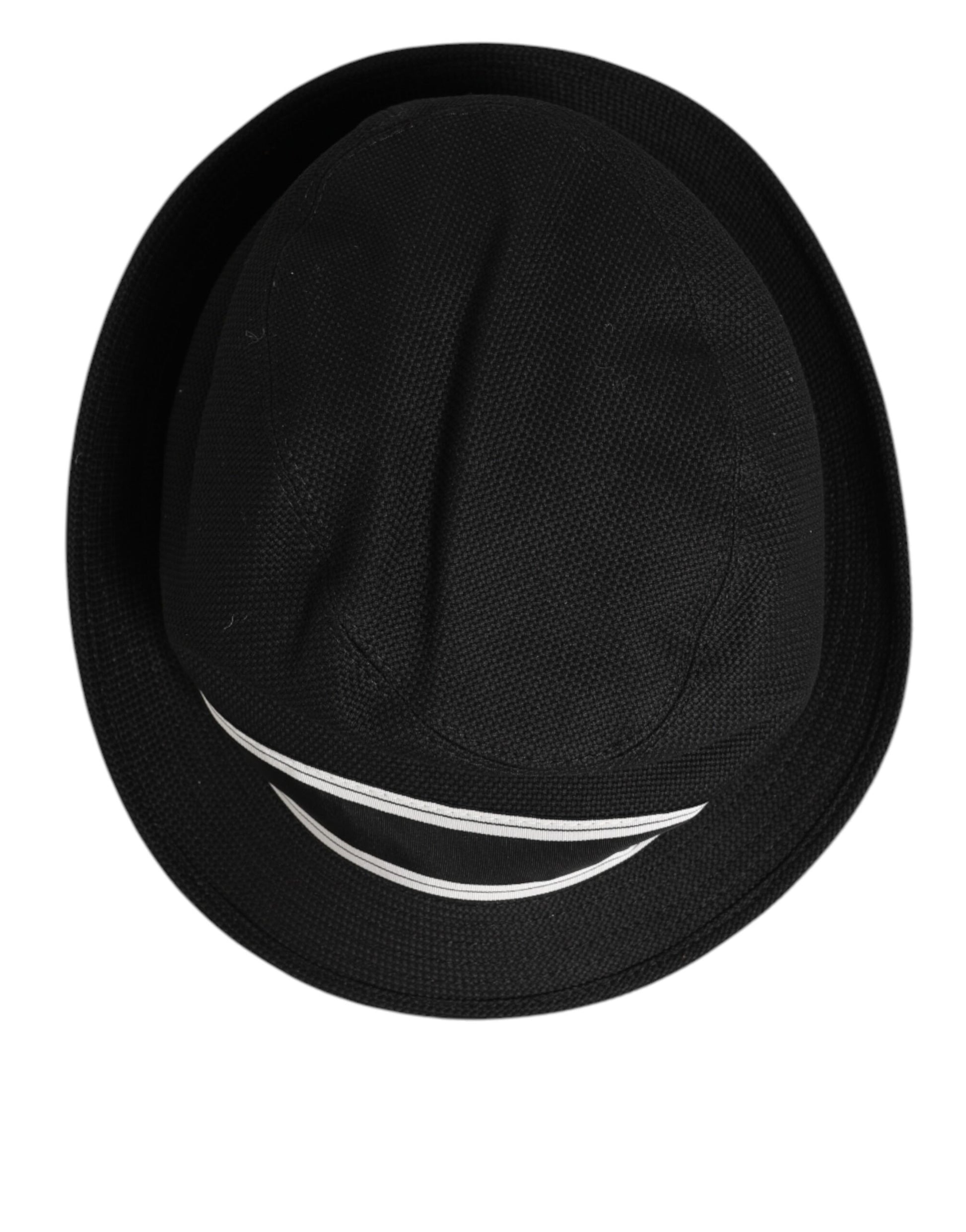 Dolce & Gabbana Black Cotton Polka Dot Lining Fedora Men Hat