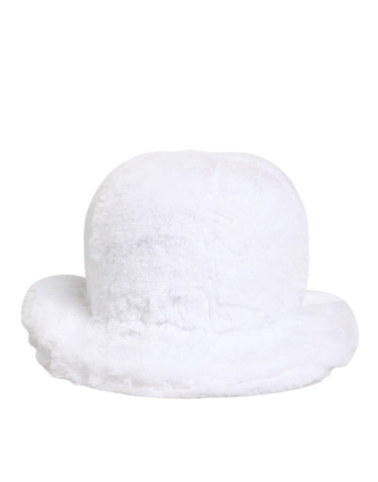 Dolce & Gabbana White Modacrylic Fur Bucket Men Capello Hat