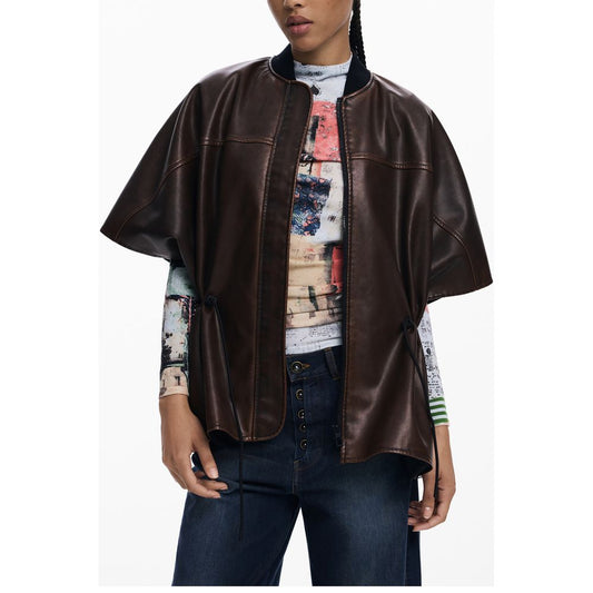 Desigual Brown Polyethylene Women Poncho