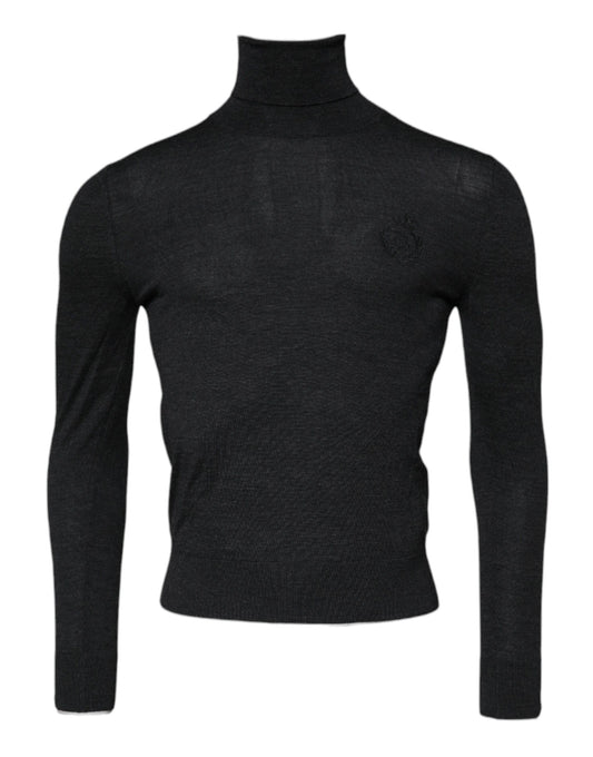 Dolce & Gabbana Black Wool Turtle Neck Men Pullover Sweater