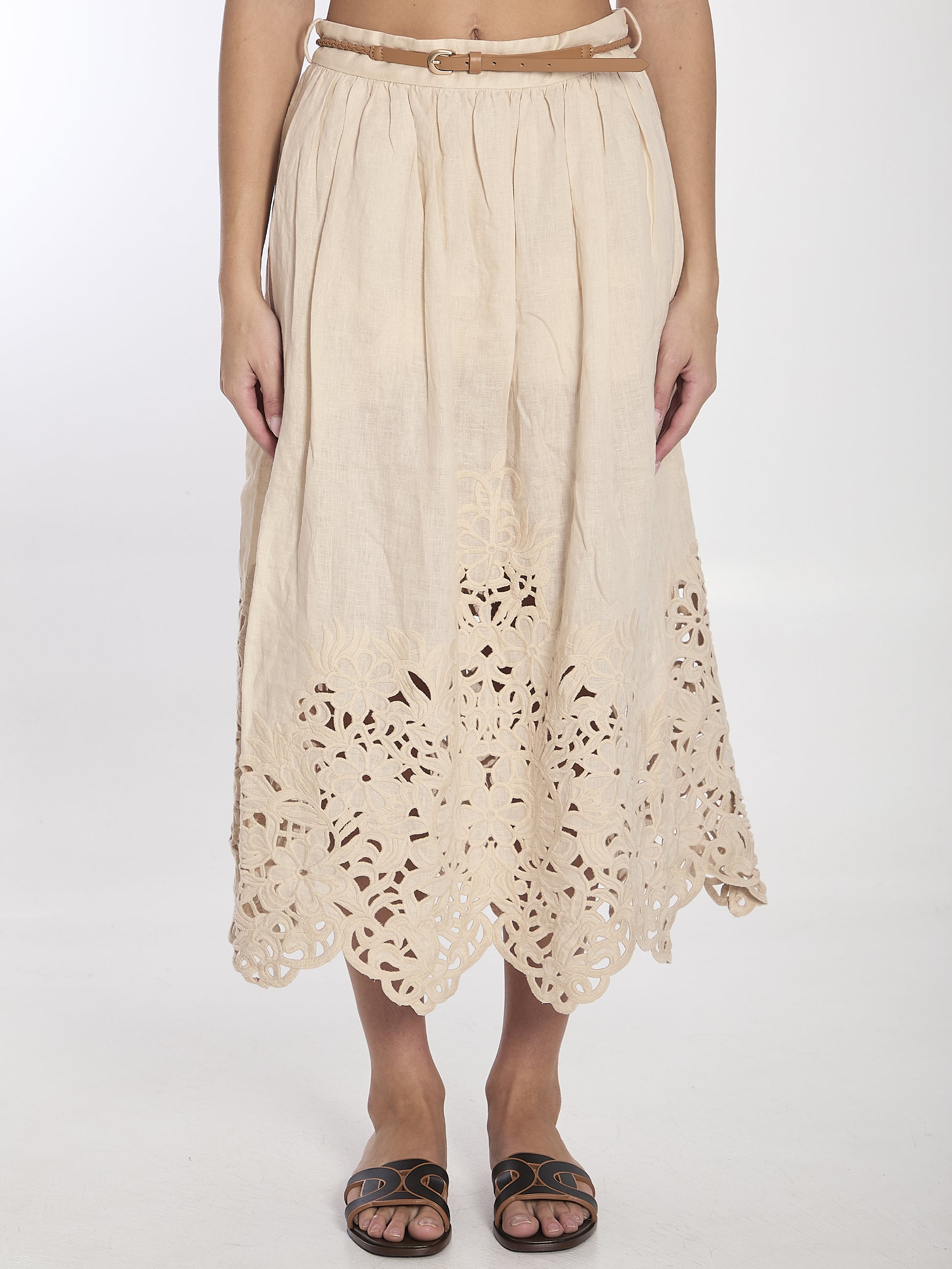 Wylie embroidered midi skirt
