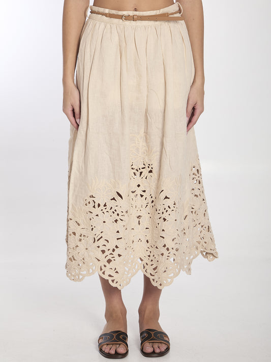 Wylie embroidered midi skirt