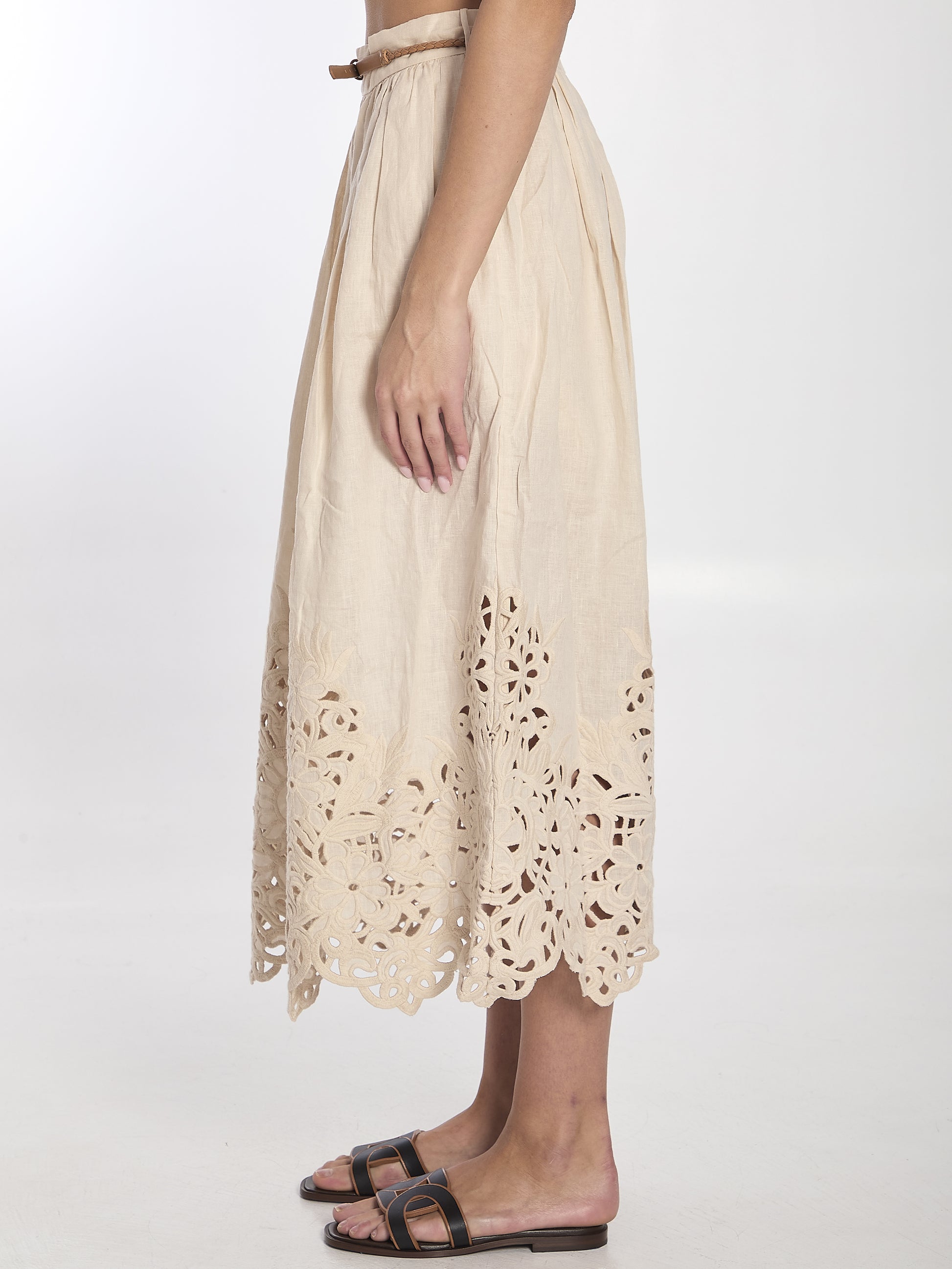 Wylie embroidered midi skirt