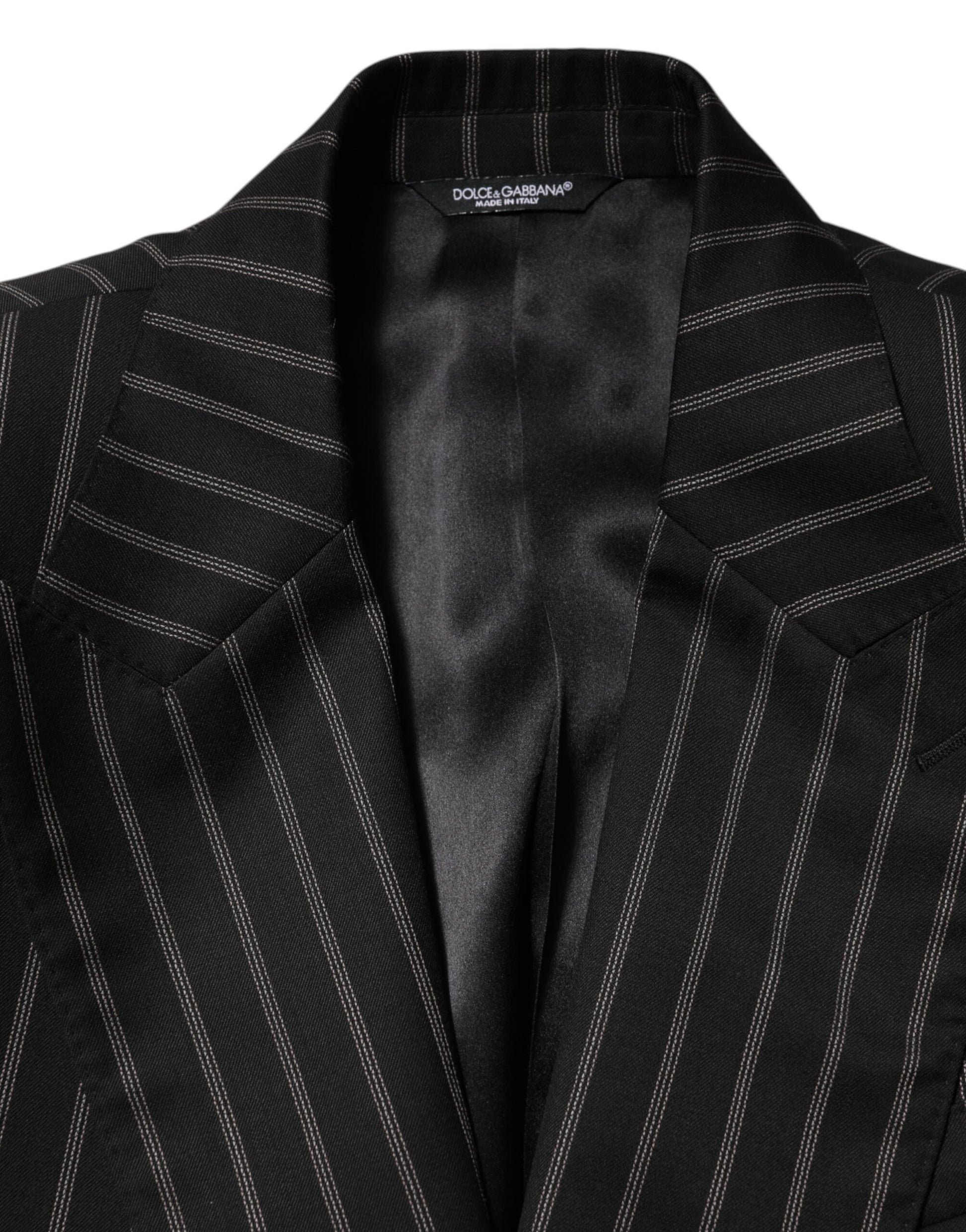 Dolce & Gabbana Black Stripes SICILIA 1 Button Suit Blazer