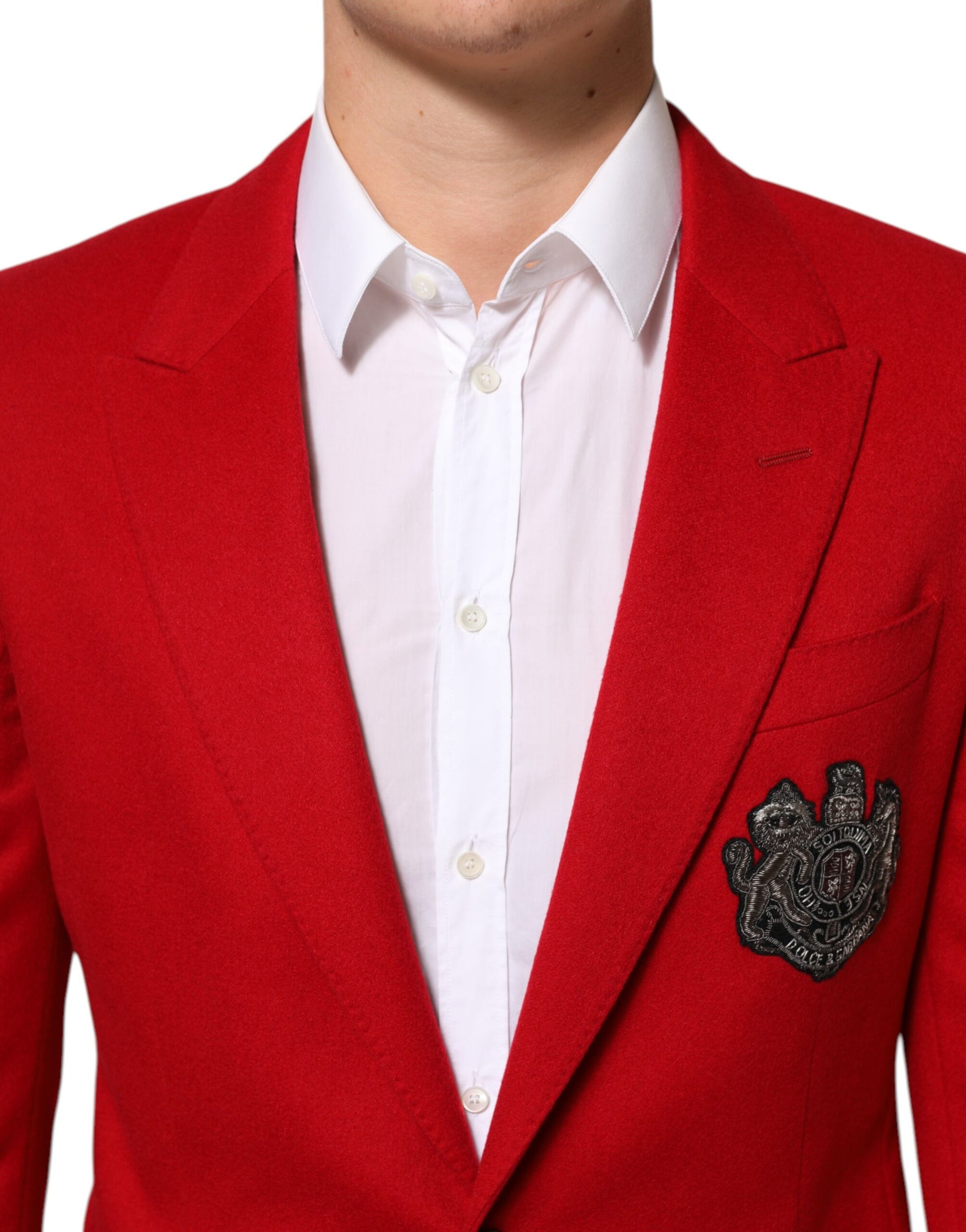 Dolce & Gabbana Red Cashmere 2 Buttons Suit Jacket Blazer