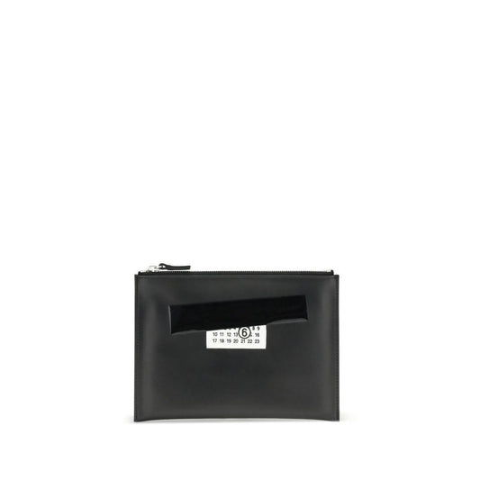 MM6 Black Calf Leather Bos Taurus Clutch Bag