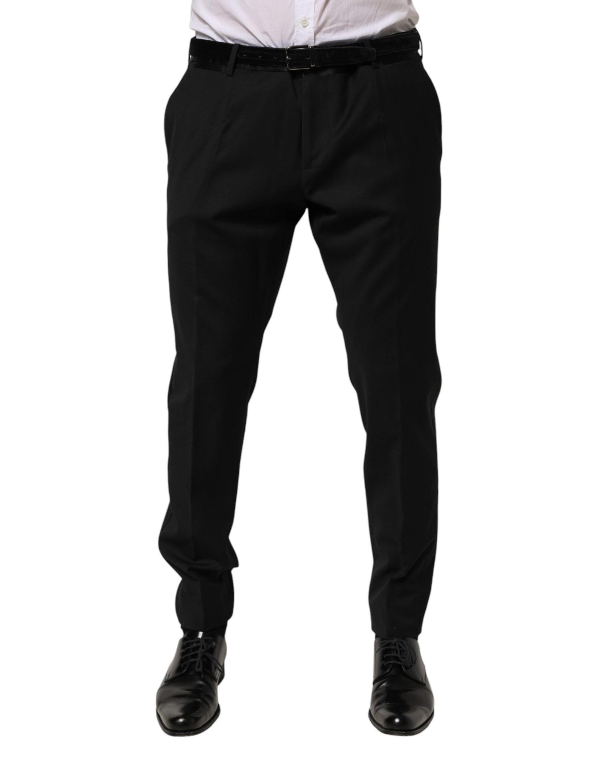Dolce & Gabbana Black Wool Formal Dress Men Trouser Pants