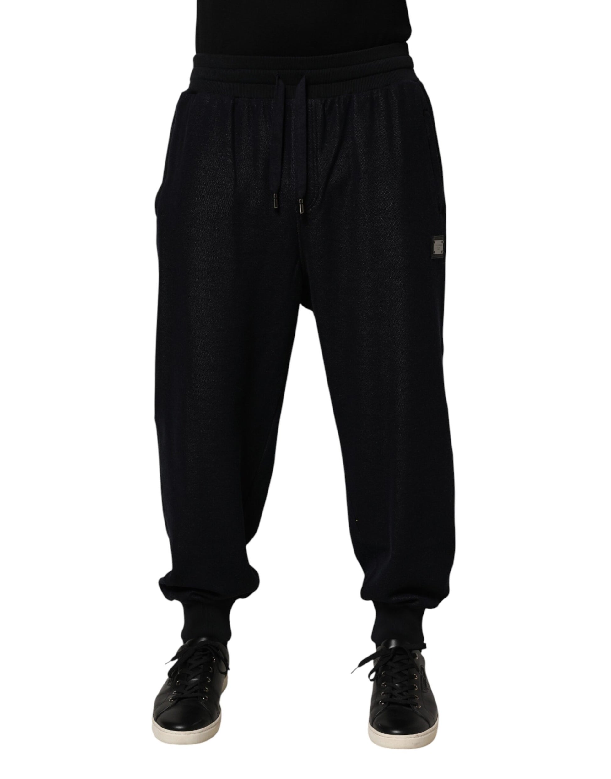 Dolce & Gabbana Black Cotton Blend Drawstring Jogger Jogger Pants