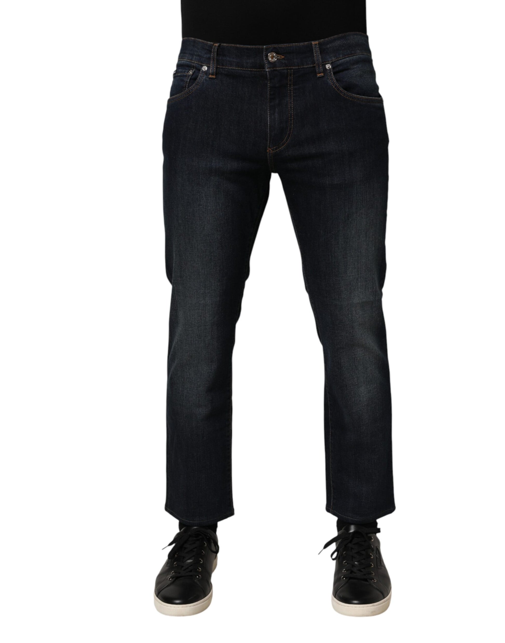 Dolce & Gabbana Dark Blue Cotton Skinny Men Denim Jeans