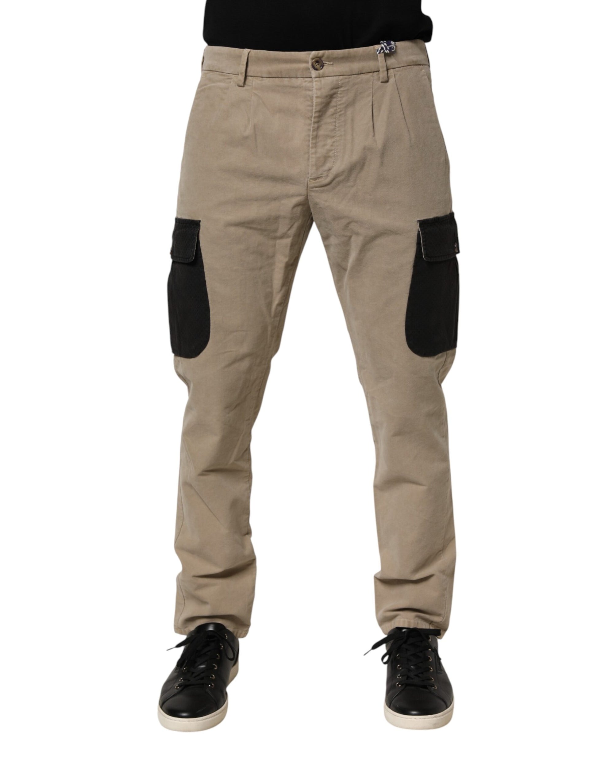 AT.P.CO Beige Mid Waist Skinny Men Cargo Chino Trouser Pants