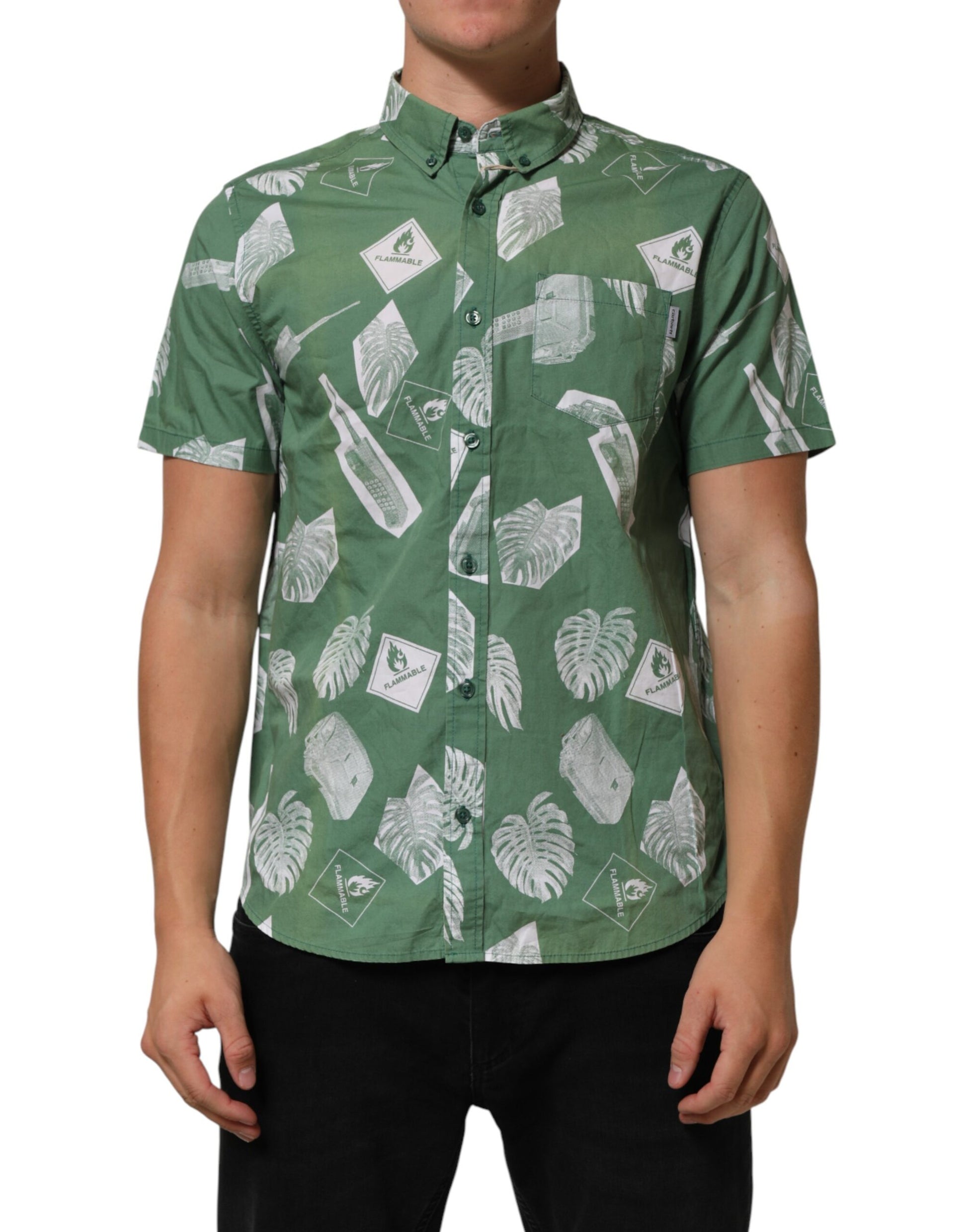 Carhartt Wip Green Printed Cotton Collared Short Sleeves Polo Shirt