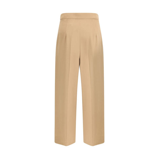 Max Mara Beige Fleece Wool Casual Pants