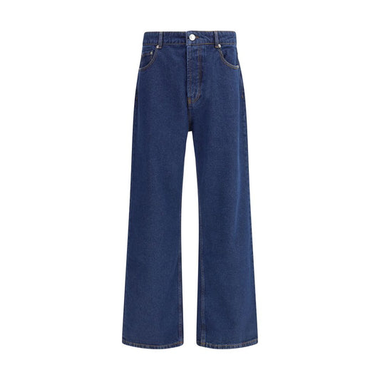 Ami Paris Blue Cotton Straight-Leg Jeans