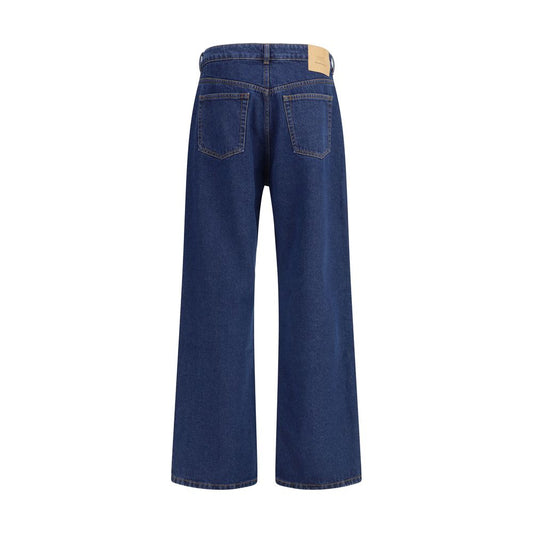 Ami Paris Blue Cotton Straight-Leg Jeans