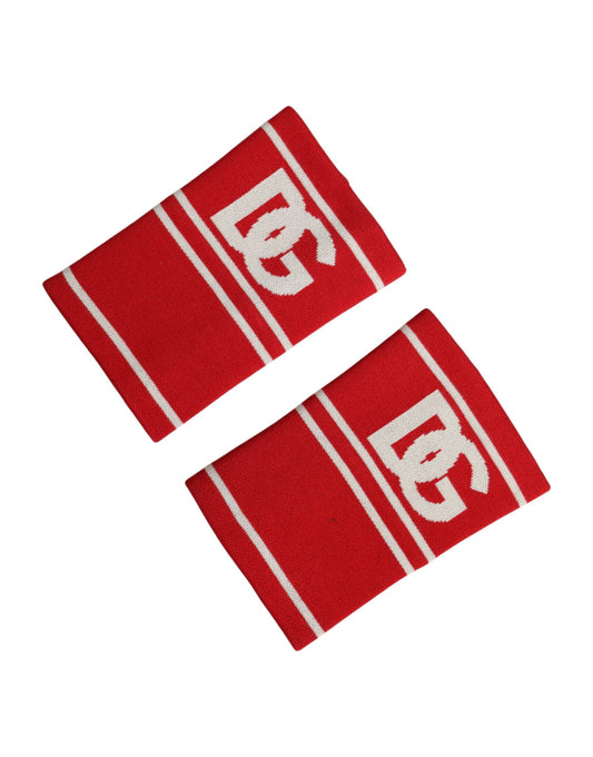 Dolce & Gabbana Red White DG Logo Cotton 1 Pair One SIze Wristband