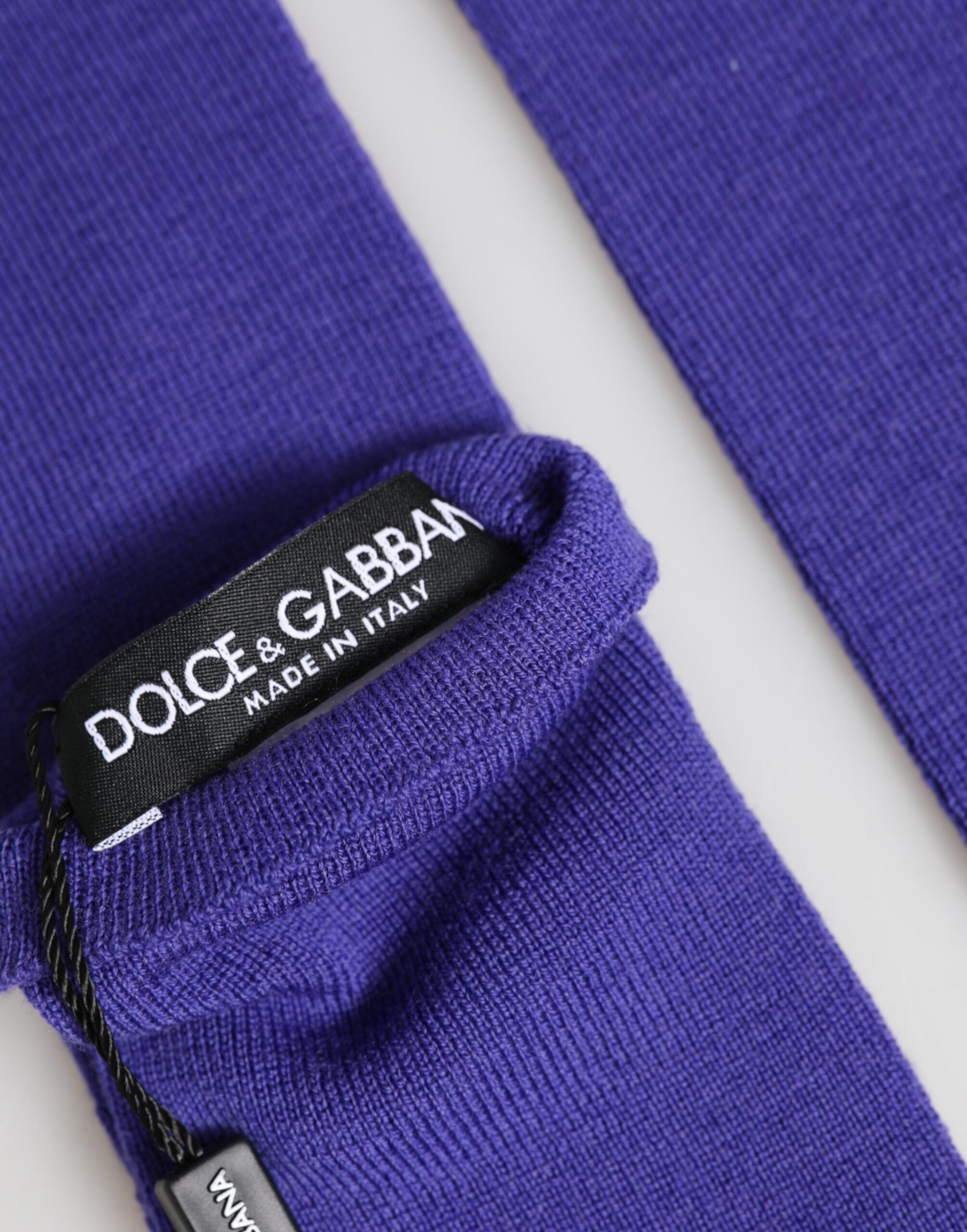 Dolce & Gabbana Violet Wool Fingerless Elbow Length Mitten Gloves