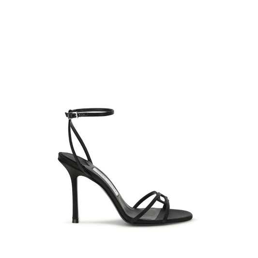 Jimmy Choo Black Calf Leather Bos Taurus Stiletto Heel Sandals