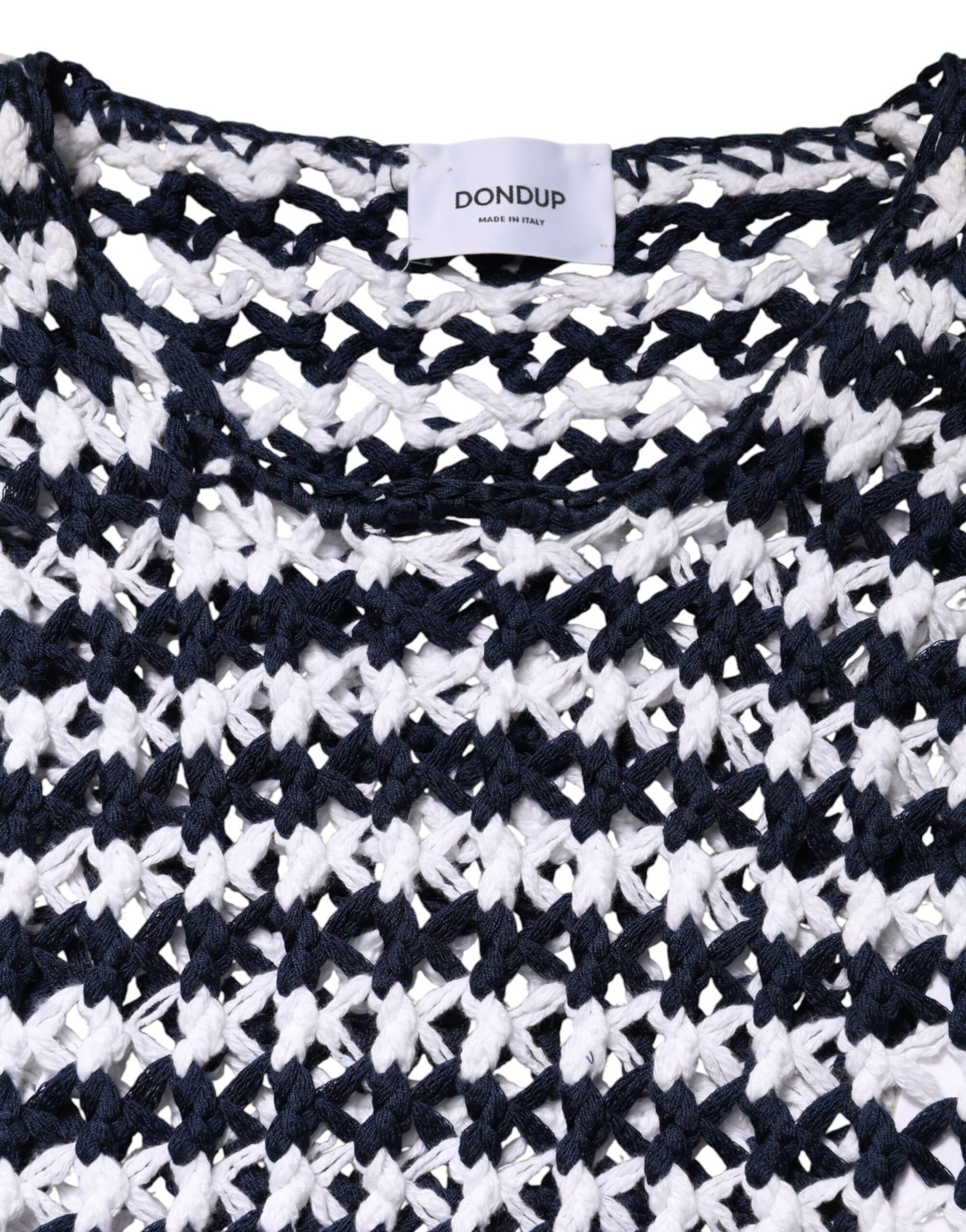 Dondup White Black Knitted Round Neck Sleeveless Tank Top