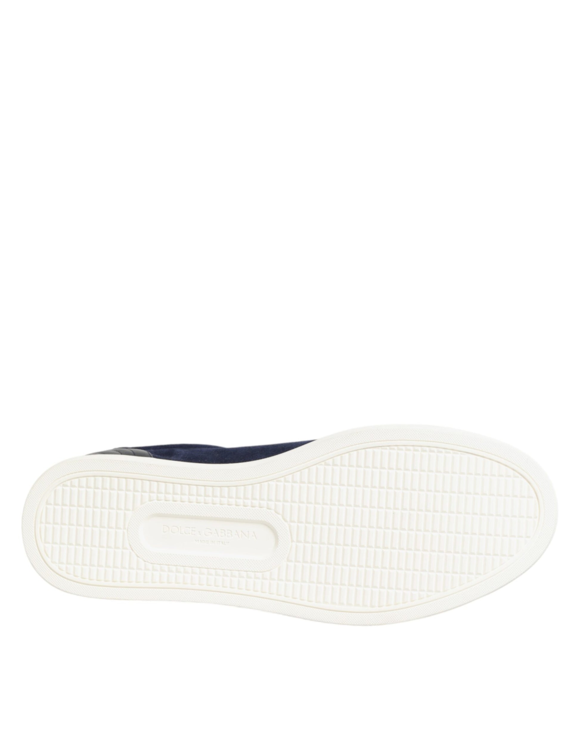 Dolce & Gabbana Blue Leather Suede Low Top Sneakers Shoes