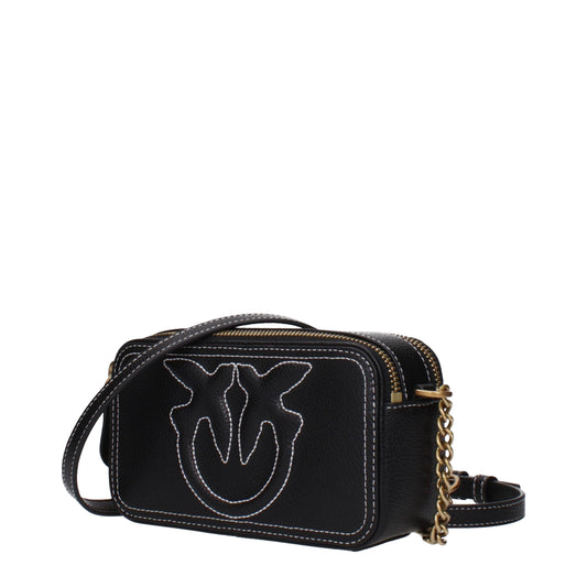 PINKO Black Leather Crossbody Bag