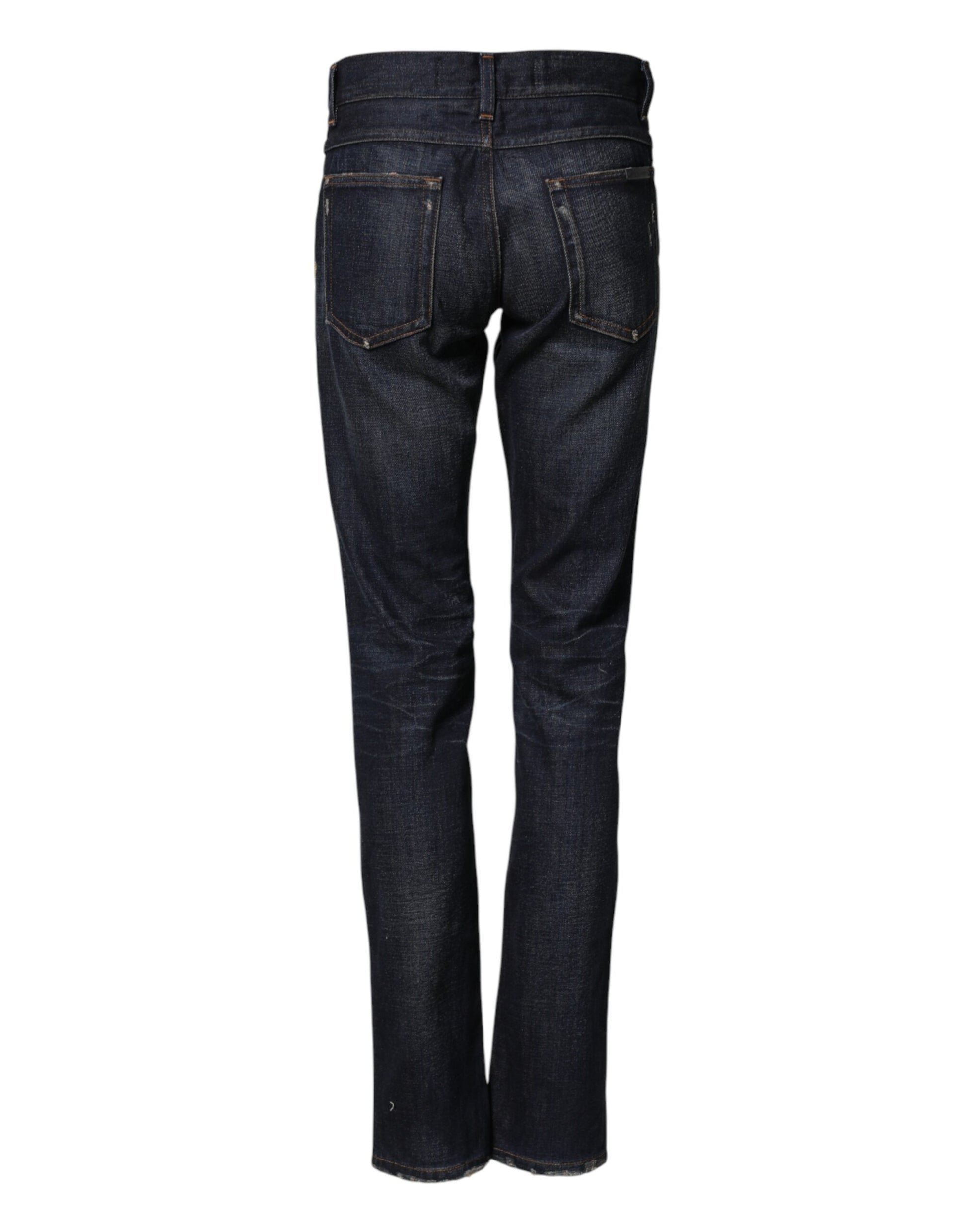Dolce & Gabbana Dark Blue Watch GOLD Men Skinny Denim Jeans
