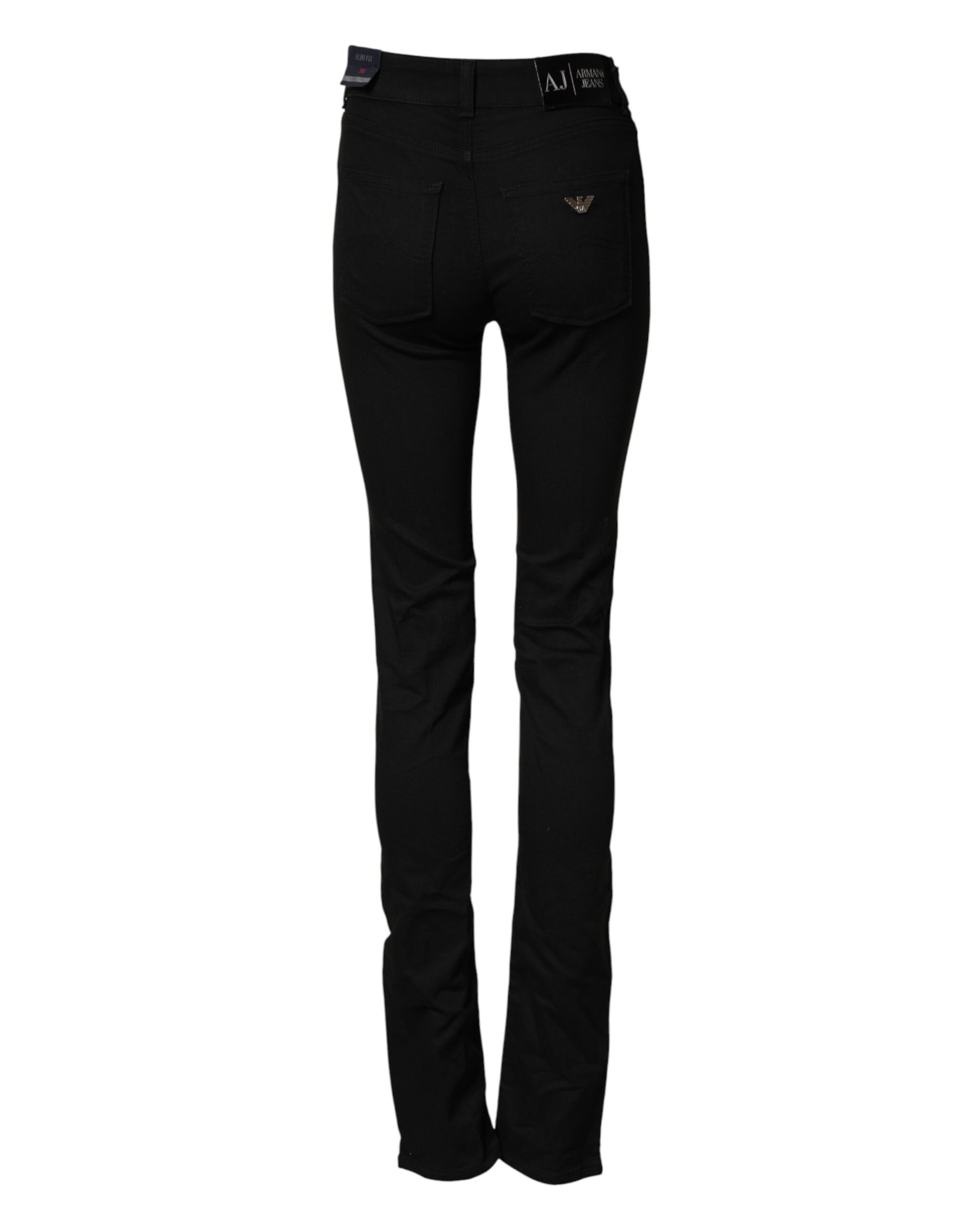 Armani Jeans Black Mid Waist Cotton Stretch Skinny Denim Jeans