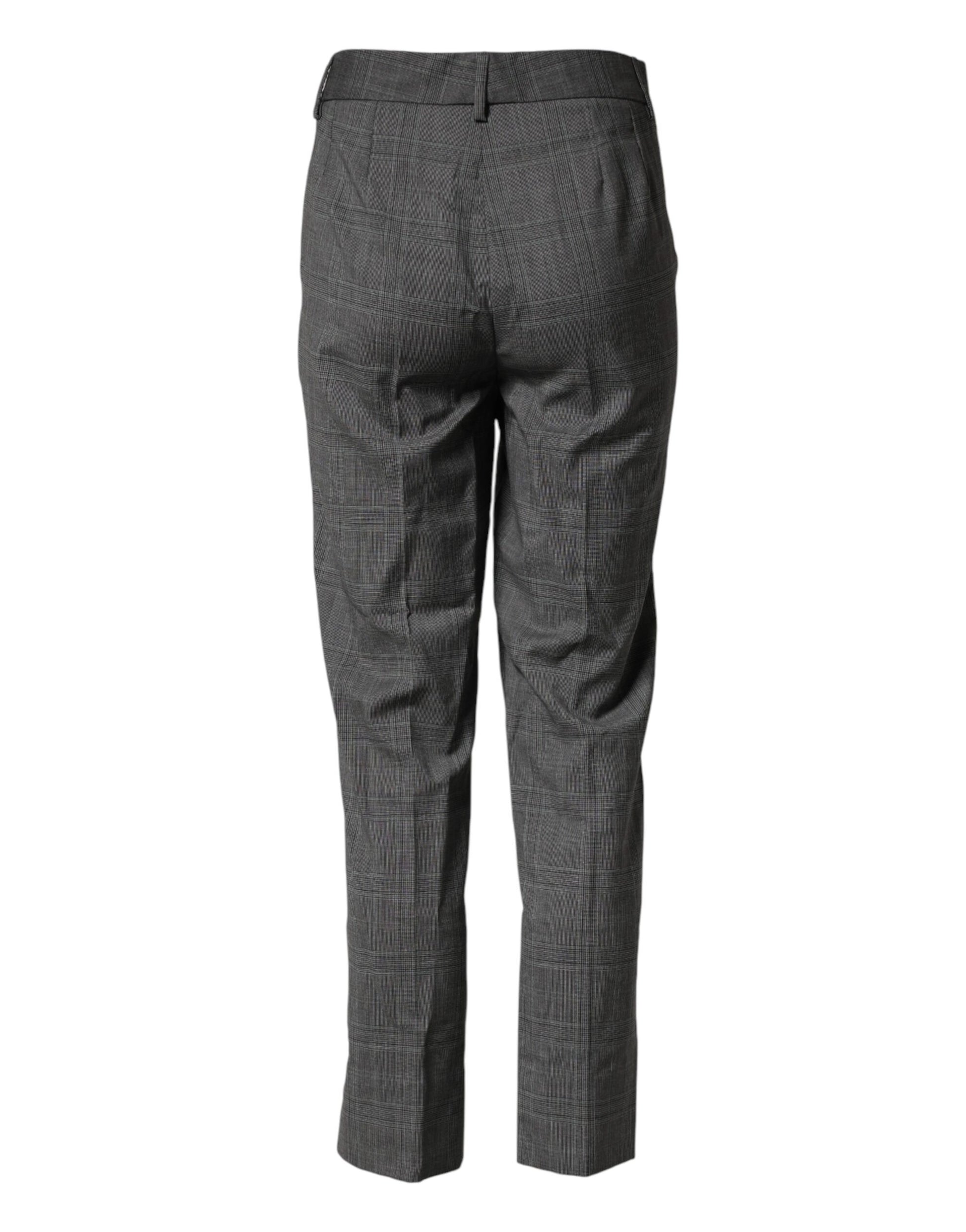 Dolce & Gabbana Dark Gray Check Tartan VirginWool Dress Pants