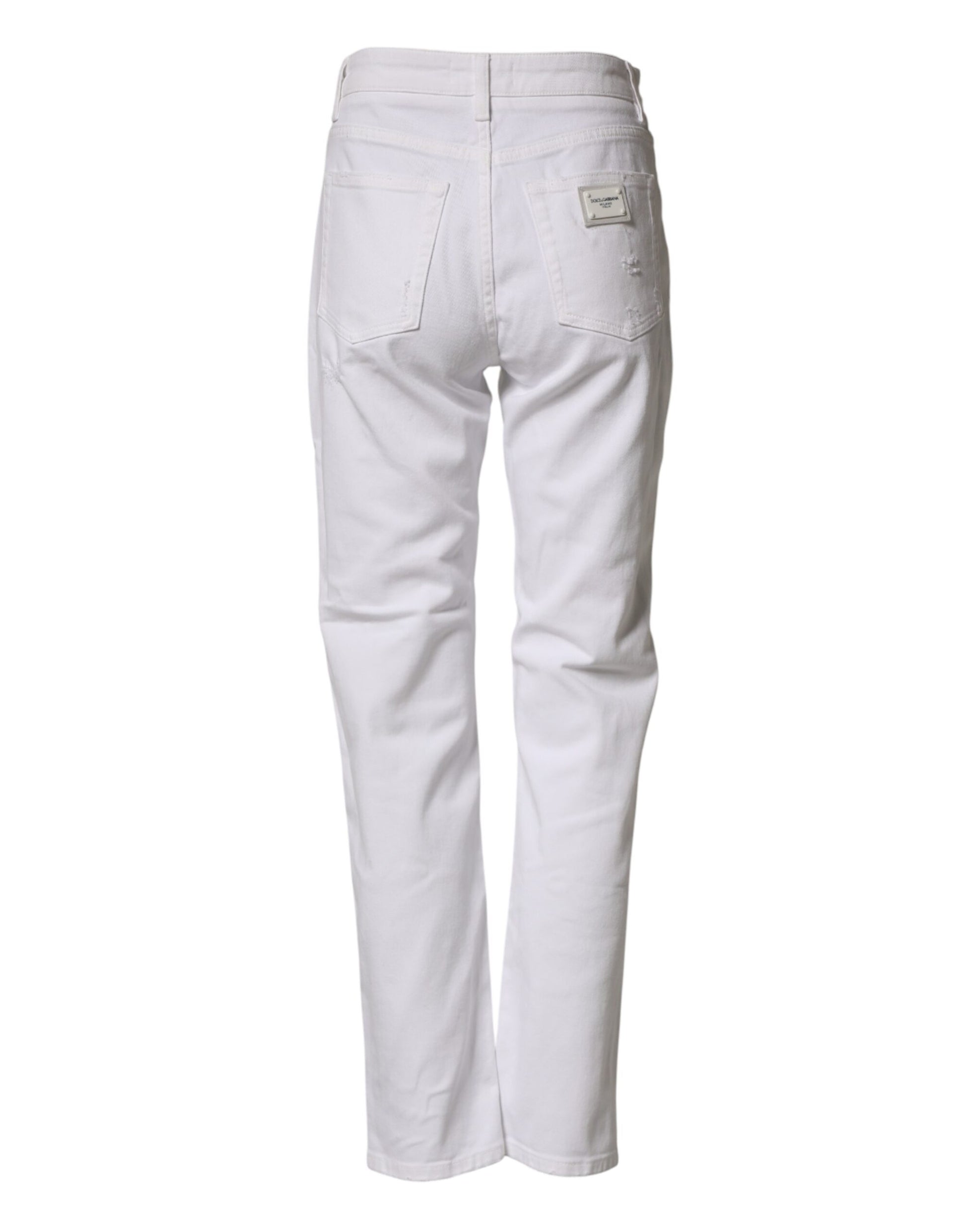 Dolce & Gabbana White Distressed Cotton BOYFRIEND Denim Jeans