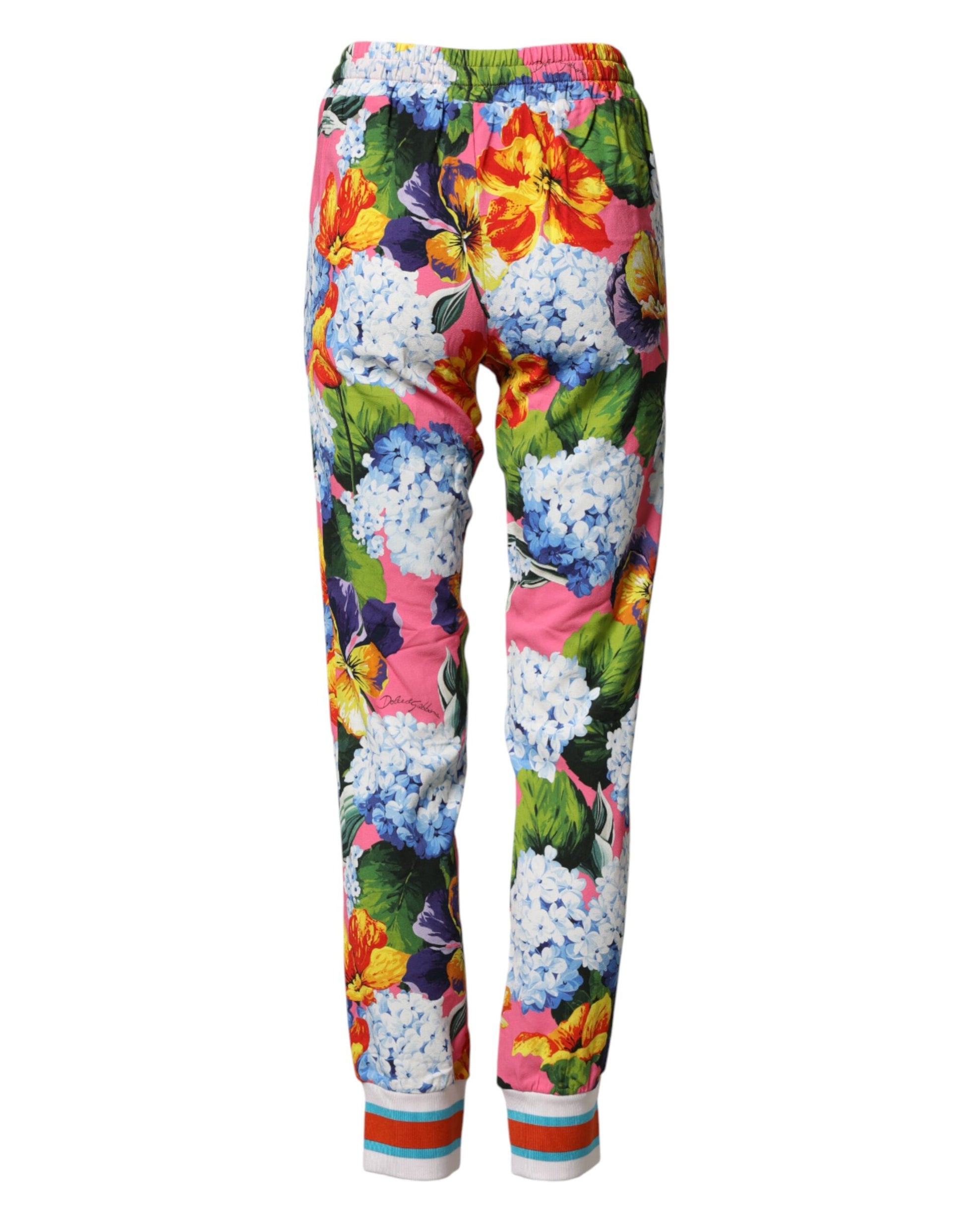 Dolce & Gabbana Multicolor Floral Mid Waist Jogger Pants