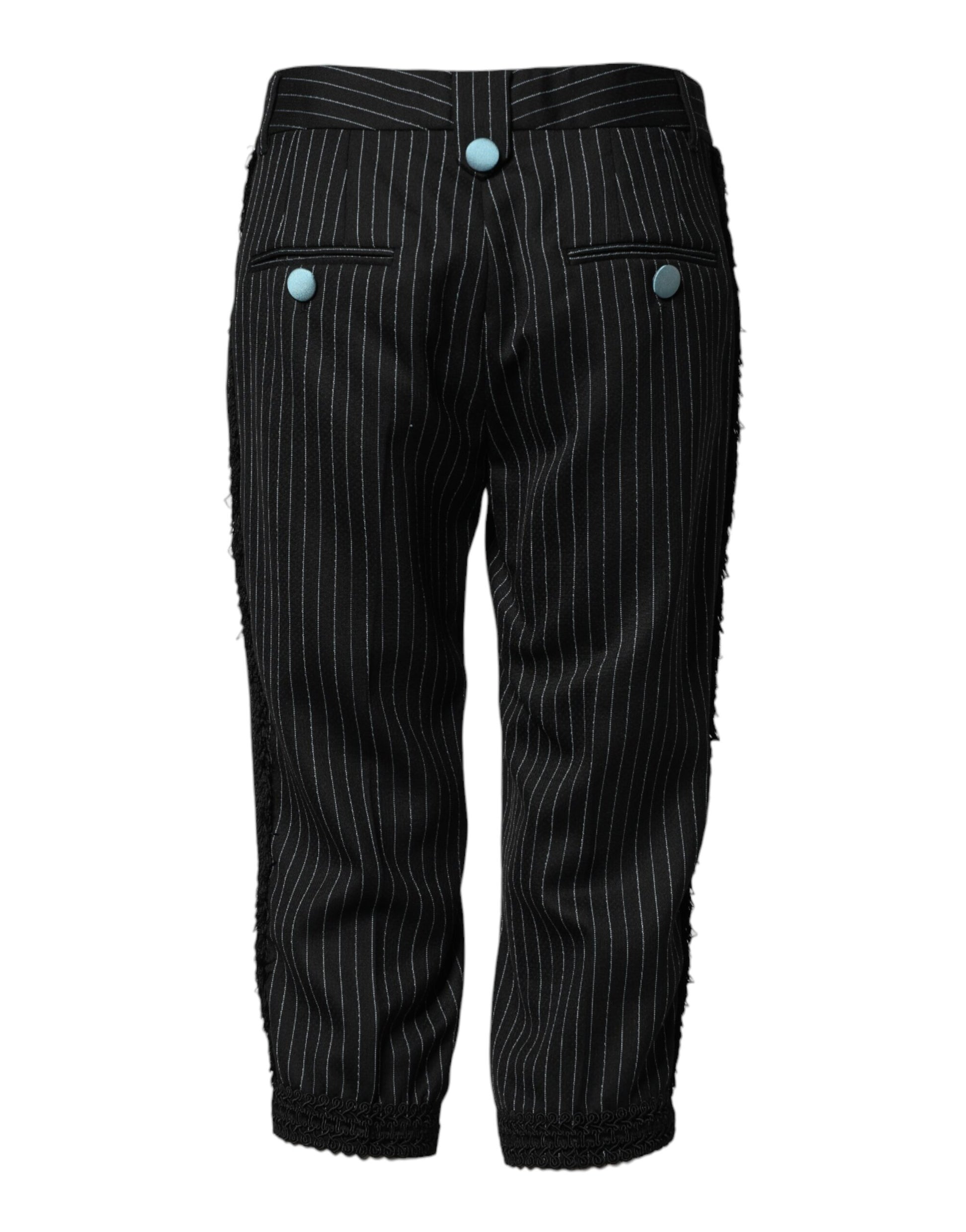 Dolce & Gabbana Black Wool Stripes Cropped Trouser Pants