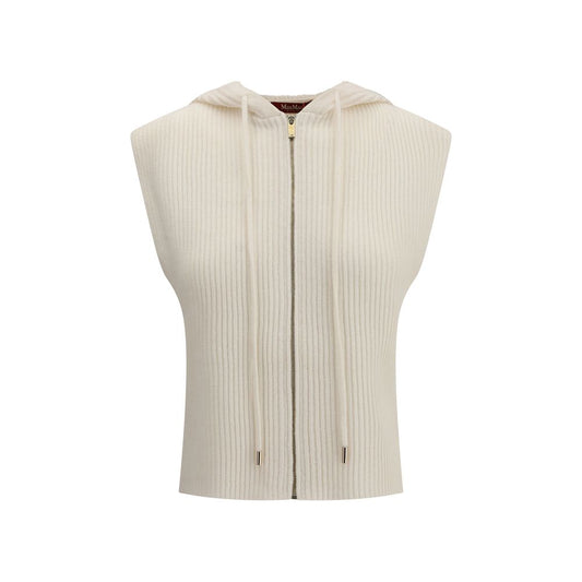 Max Mara White Wool Sleeveles Sweater