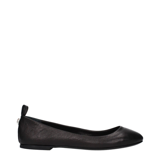The Attico Black Leather Ballet Flats
