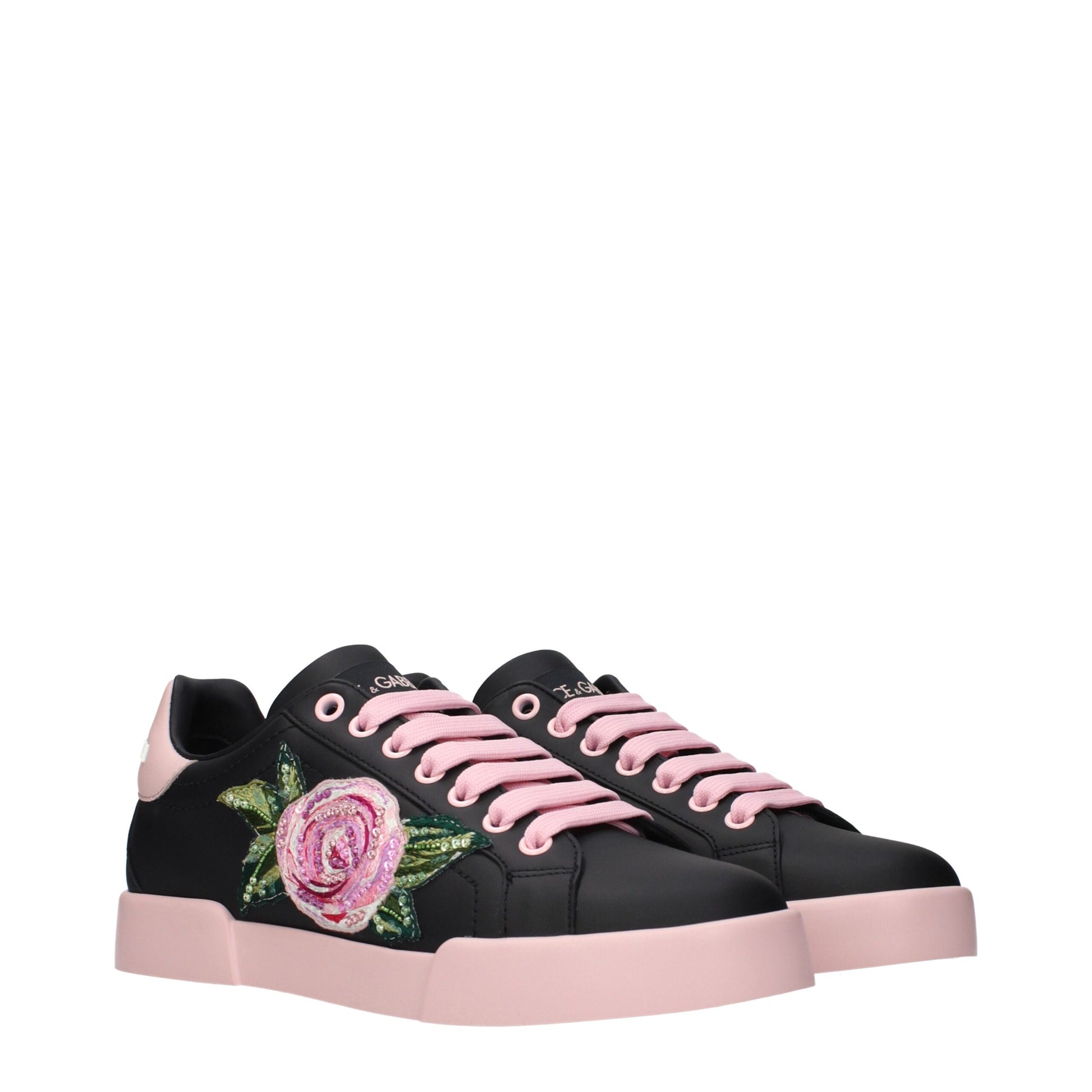 Dolce & Gabbana Black Leather Sneakers